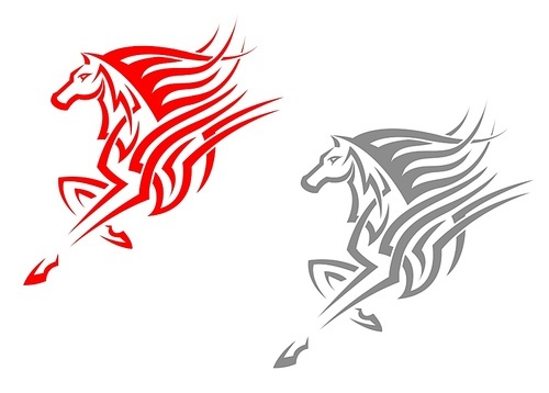 horse mascots in tribal style for  or emblem design