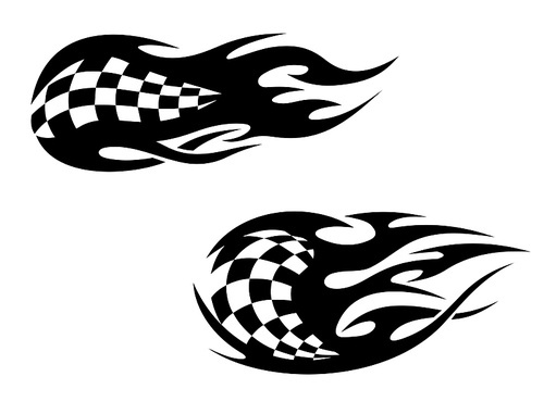 racing flag with flames as a racing sports