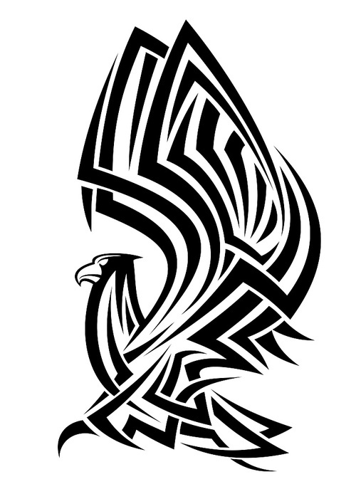 Powerful eagle in tribal style for heraldry design