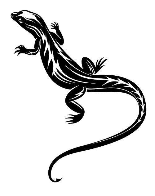 black fast lizard reptile for  or environment design