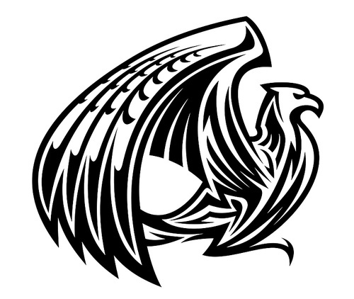 Heraldic griffin bird mascot in retro style