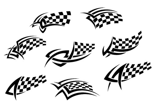 checkered flags in tribal style for  or sports design