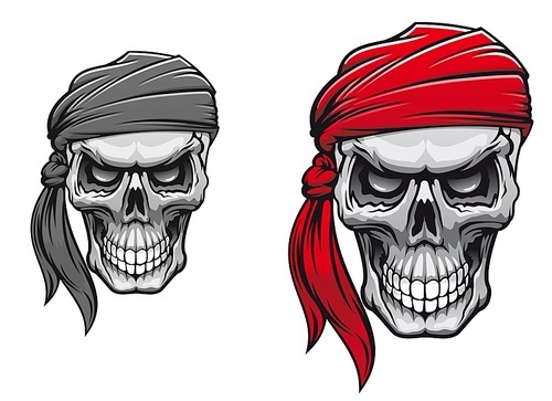 danger pirate skull in bandane for  or t-shirt design