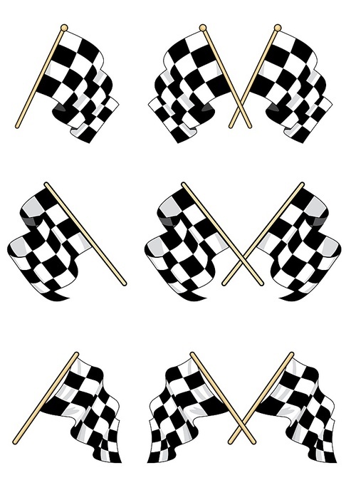 Checkered flags set with double and single elements