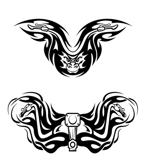 motorcycles mascots with tribal flames for  design