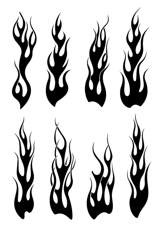 set of black tribal flames for  or another design