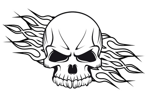 human skull with flames for  or mascot design
