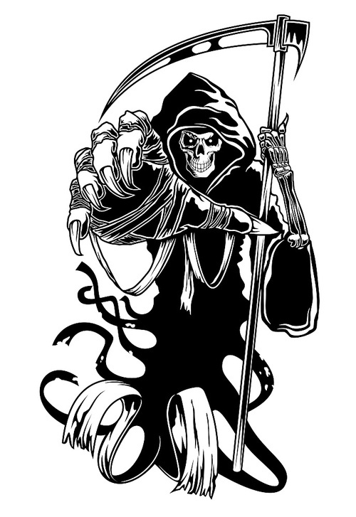 Black death with scythe for halloween or horror concept