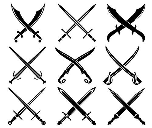 Set of heraldic swords and sabres for design