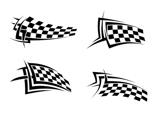 tribal signs with checkered flags for sports or  design