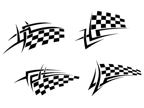 tribal s set with racing flag for sport design