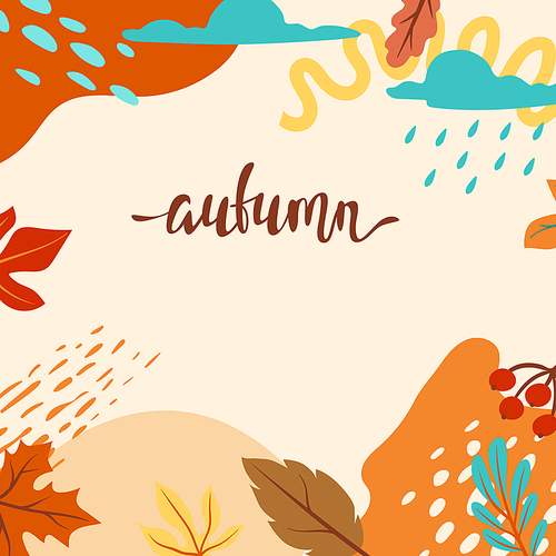 Floral background with autumn foliage. Illustration of falling abstract leaves.