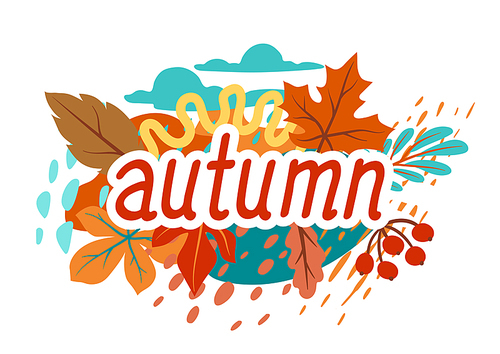 Floral background with autumn foliage. Illustration of falling abstract leaves.