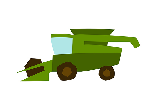 Illustration of combine harvester. Agricultural industrial harvesting transport.