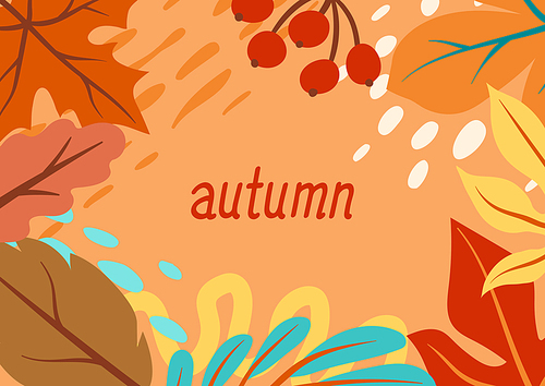 Floral background with autumn foliage. Illustration of falling abstract leaves.