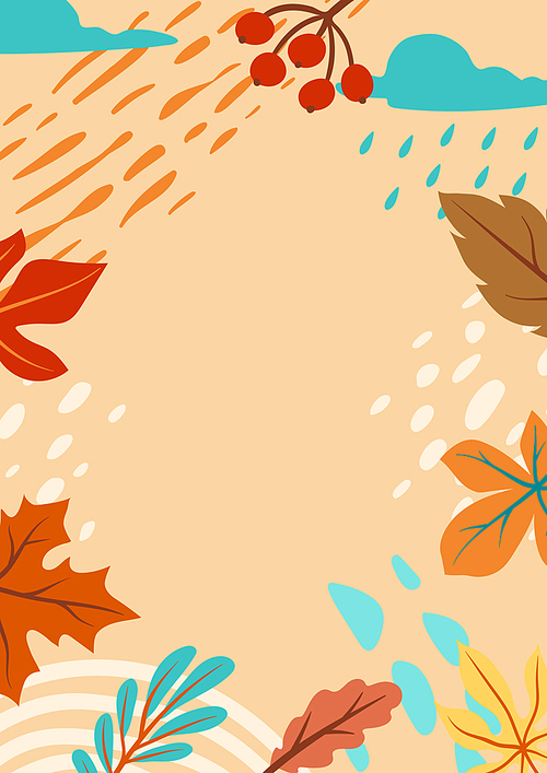 Floral background with autumn foliage. Illustration of falling abstract leaves.