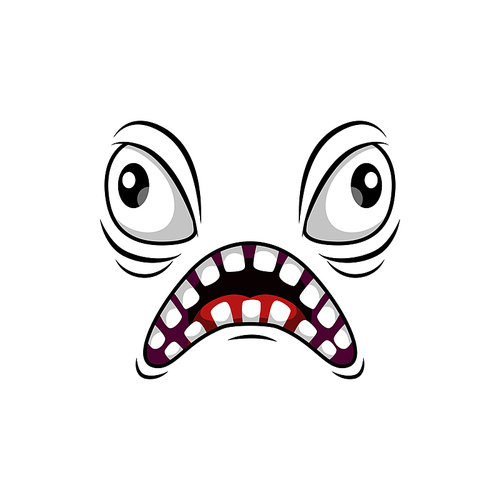 Monster face isolated vector icon, cartoon emoji, yelling alien facial emotion with creepy eyes and toothy mouth. Halloween ghost, strange funny creature