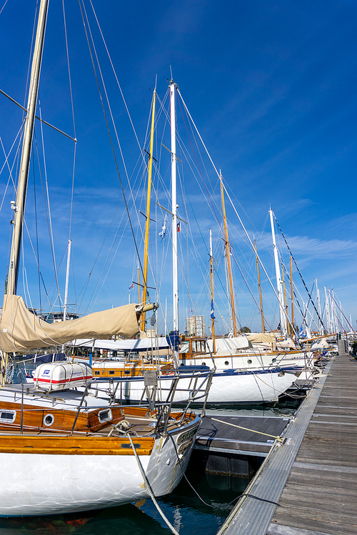 La Rochelle, C-M / France - 16 October 2020: boats in the harbor of La Rochelle