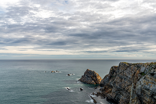 A view of the wild and savage coast at the Cabo de Penas in Asturias