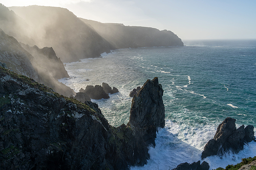 the wild rocky coast of Galicia in northern Spain at Cabo Ortegal