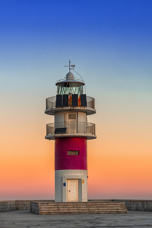 the Cabo Ortegal lighthouse on the coast of Galicia at sunrise