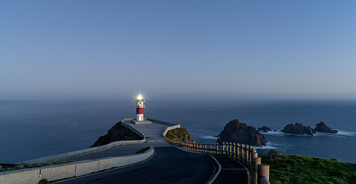 the  Cabo Ortegal lighthouse at night