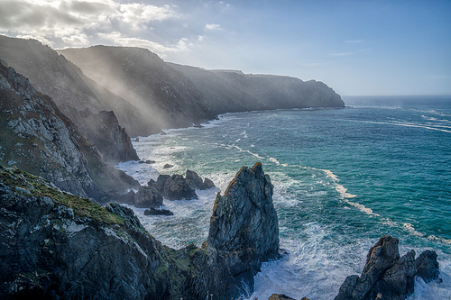 the wild rocky coast of Galicia in northern Spain at Cabo Ortegal