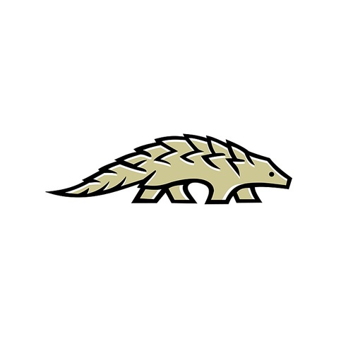 Mascot icon illustration of a pangolin also known as scaly anteater, a mammal covered in hard protective scales made of keratin, walking viewed from side on isolated background in retro style.