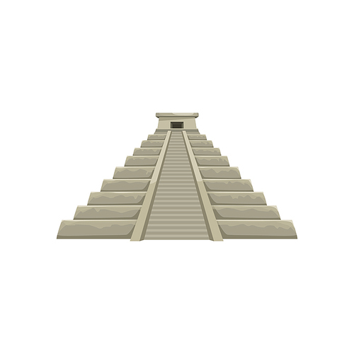 Mexico temple isolated aztec pyramid of sun. Vector mexican landmark, ancient civilization construction