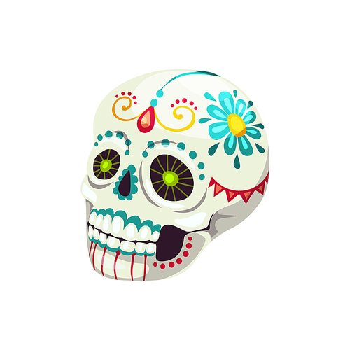 Skull mexican Day of Dead sign isolated Catrina Calavera. Vector Cinco de Mayo, Dia de los Muertos treat