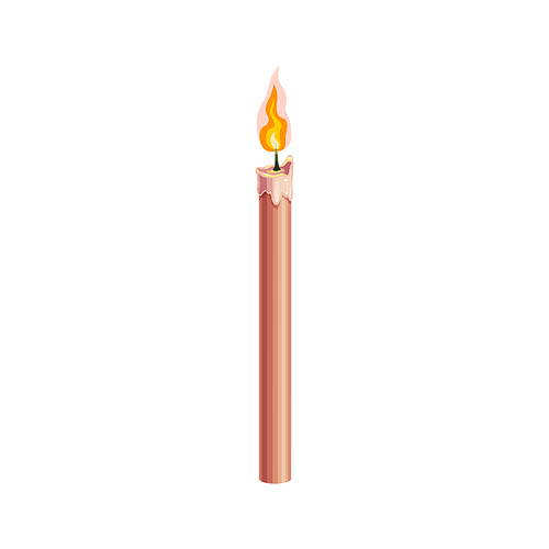 burning candle with flame isolated religion symbol. vector paraffin . candle