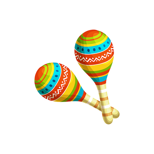 Mexican national instrument maracas isolated icon. Vector chac-chac Cinco de mayo rumba shakers