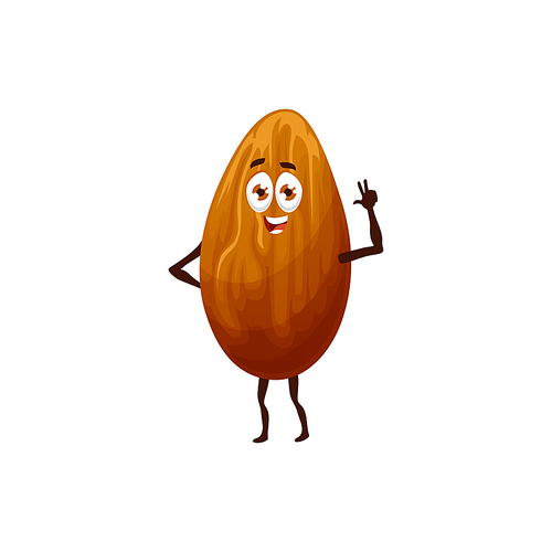 Funny bean peanut isolated grain or seed of funny emoji emoticon. Vector funny cocoa bean, dried and fermented seed with childish face and big eyes. Healthy organic food product, superfood hero