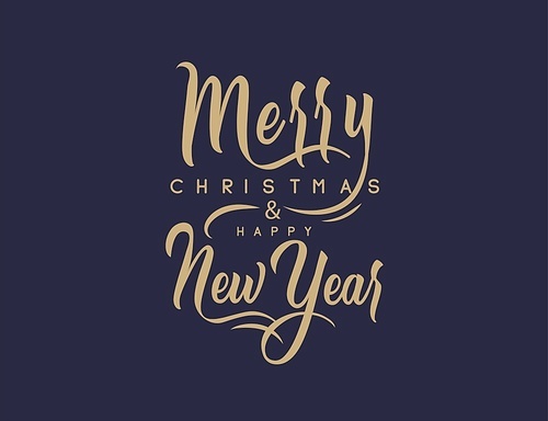 Merry Christmas and happy New Year set with lettering typographic composition for the poster and greeting card. Calligraphy for winter holiday. Vector illustration