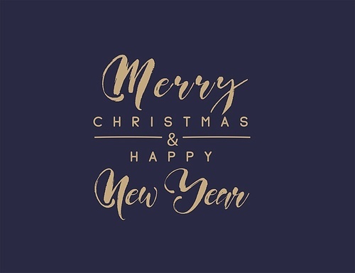 Merry Christmas and happy New Year set with lettering typographic composition for the poster and greeting card. Calligraphy for winter holiday. Vector illustration