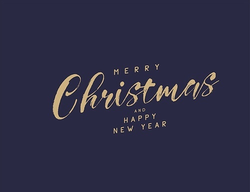 Merry Christmas and happy New Year set with lettering typographic composition for the poster and greeting card. Calligraphy for winter holiday. Vector illustration