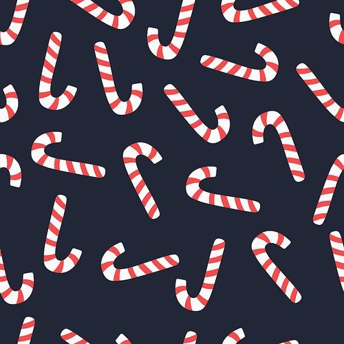 Candy cane holiday seamless pattern. Merry Christmas and Happy New Year design. Colorful flat vector illustration