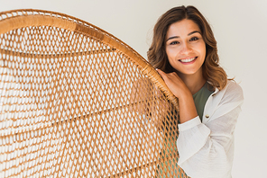 Portrait of a beautiful and sexy latin woman at home. Soft and natural light