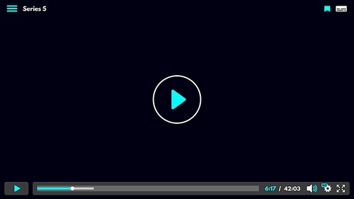 Online video player interface vector template with play button, menu bar and slider on black empty screen, sound and settings signs. Digital design for movie and multimedia content playing in internet