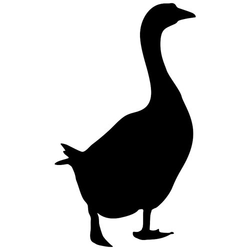 Silhouette of a grey goose on a white background.