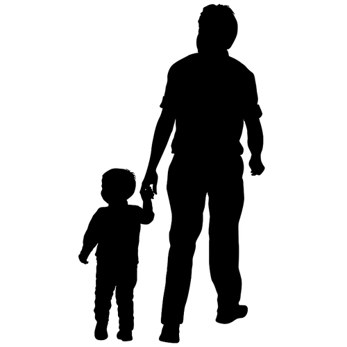 Silhouette of happy family on a white background.