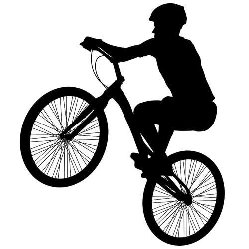 Silhouette of a sports cyclist on a white background.