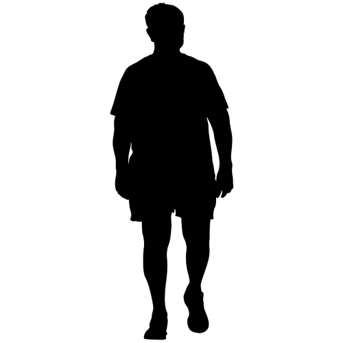 Black Silhouettes Large Man on white background.