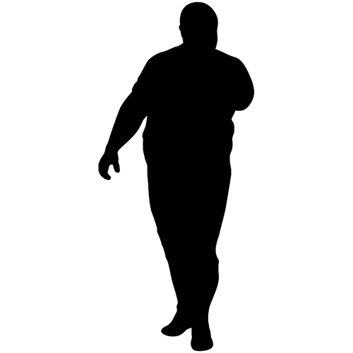 Black Silhouettes Large Man on white background.