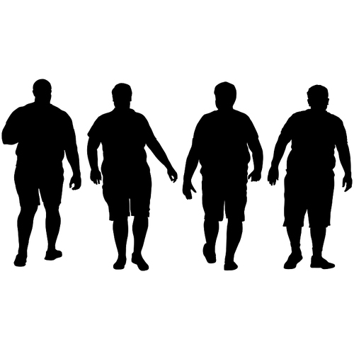 Black Set Silhouettes Large Man on white background.