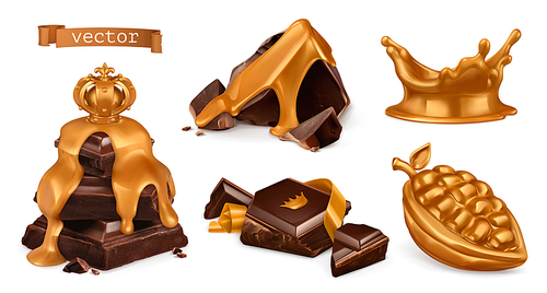Gold and chocolate. 3d vector realistic set