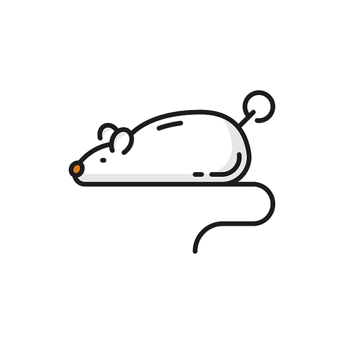 Clockwork mouse mechanical toy for cat isolated outline icon. Vector cute mice rodent for kittens to play with, domestic cats mechanical animal, activity and entertainment object, cute mouse