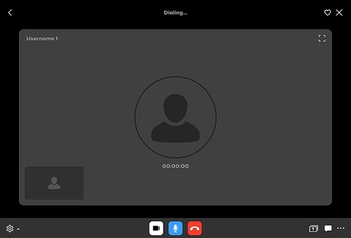 Videocall interface. Internet video conference application interface frame, videocall program display vector overlay or remote meeting app screen, window layout with icons and avatar symbol