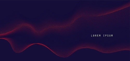 Vector background with red abstract wave dots. Modern science banner