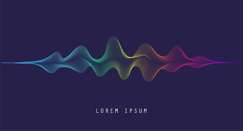 Vector background with spectrum color abstract wave dots. Modern science banner halftone effect. Music equalizer or soundwave concept